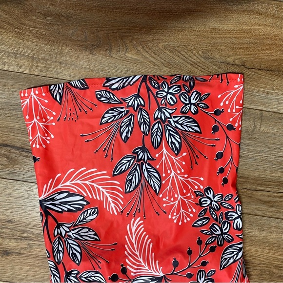 Tummy Control Long Torso Tankini Swimsuits For Women-Red Floral - Picture 4 of 8